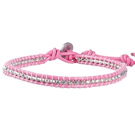 KELITCH New 925 Silver Beads Beaded Bracelets Bangle Color Leather Wrap Bracelets for Women Friendship Bracelet (Pink C)