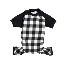Leveret Dog Pajamas 100% Cotton Black & White Plaid (Size X-Small)