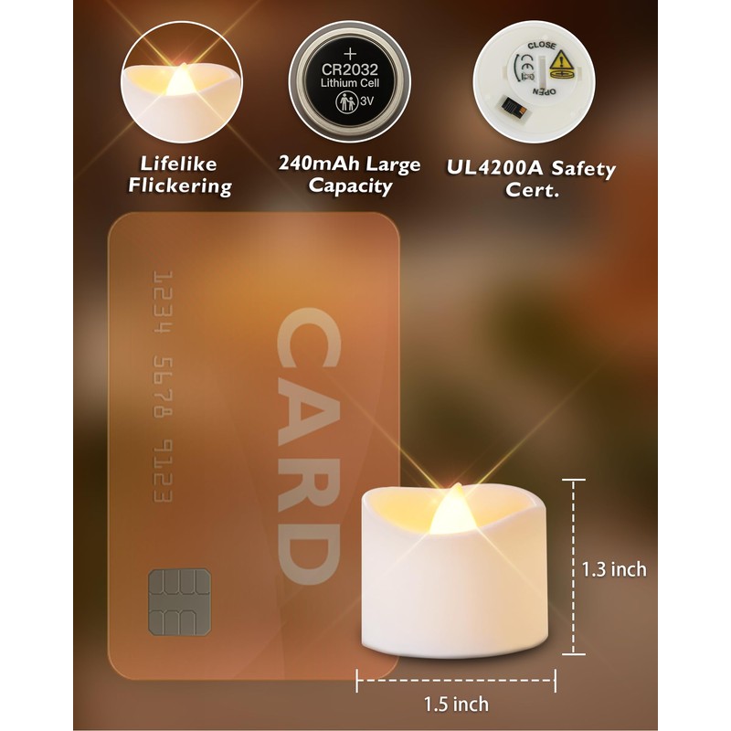 Homemory Timer Tea Lights Candles Battery Operated, 6H Timer Built-in,