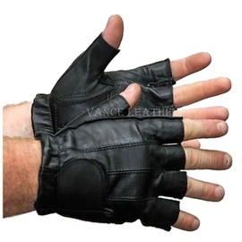MOTORCYCLE REAL SOFT LEATHER GLOVES SHORTY MENS RIDING GEL PALM LINED BLK NEW (5XL)