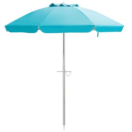 GRAFFY Portable Beach Umbrella, Sun Shade Umbrella with UV 50+ Protection & Sand Anchor, Beach Patio Umbrella Windproof with Carrying Bag, for Beach, Pool, Balcony (Blue)