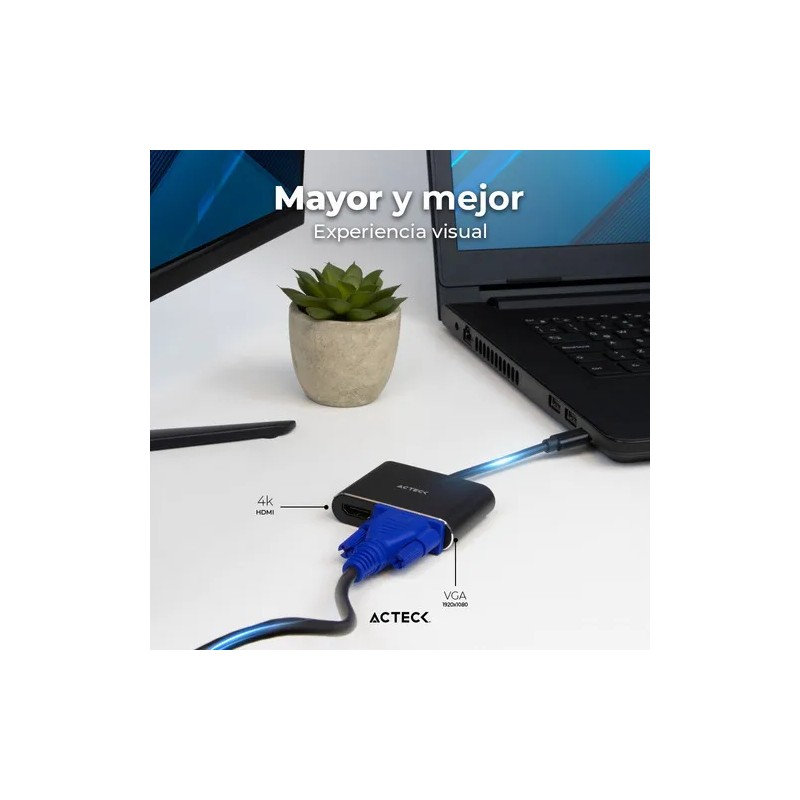 Adaptador Acteck Shift Plus Av420 Usb-c A Hdmi + Vga