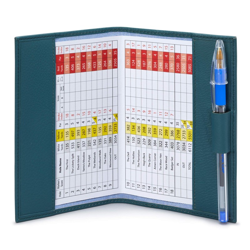 Hoxton Leather Golf Scorecard Holder with Pen Loop by Gryphen