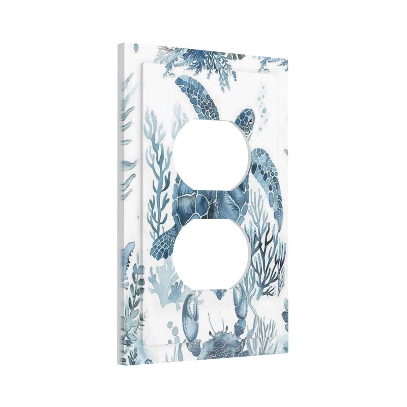 Blue Sea Turtle Coastal Coral Beach Crab Seaweed Outlet Covers