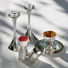 Crystal and Plated Candlesticks Silver-Plated