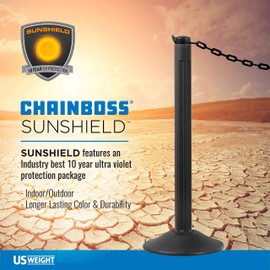 US Weight (Made in USA) 2" x 100' Black Plastic Safety Chain ft. SunShield UV Resistant Technology