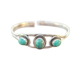 Fuqimanman2020 Bohemian Natural Stone Turquoise Engraved Cuff Bracelet Adjustable Wrap Bangle Western National Style for Women Gemstone Boho Jewelry-I