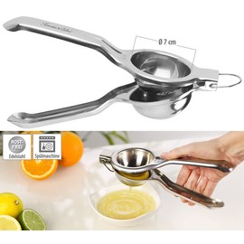Rosenstein & Söhne Citrus Juicer: Manual Citrus and Juicer Made of Polished Stainless Steel 304, Diameter 7 cm (Metal Juicer, Hand Juicer, Cocktail)