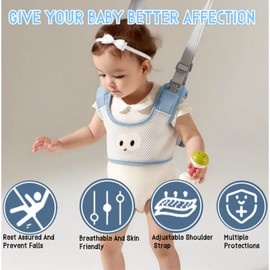 Adjustable baby walking harness, walker walking aid for baby, safety belt lead for children, breathable standing and walking, learning aid for baby, with knee pad, for toddlers 8-36 months