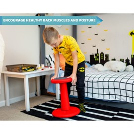 Studico ActiveChairs Kids Wobble Stool, Flexible Elementary Classroom Seating, Improves Focus, Posture and Helps ADHD/ADD, Sensory Chair, Active Fidget Chairs, Pre-Teen 17.75" Chair, Ages 7-12, Red