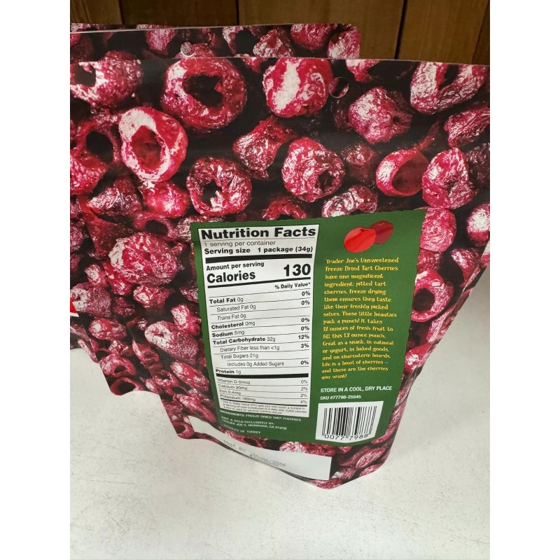 Trader Joe's Organic Freeze Dried Tart Cherries Pitted 1.2 oz