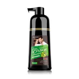 Lichen Professional 5-Min Fast Dyeing Hair Shampoo – 3-in-1 Herbal Formula for 100% Grey Coverage – Ammonia-Free, Long-Lasting Color – 400ml (Brown)