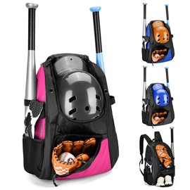 DAREKUKU Youth Baseball Backpack, Softball Bags for Boys and Adults Tee-Ball Bag for Kids, Holds 4 Bats, Helmet