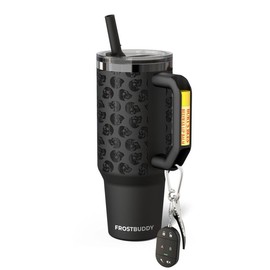 Thicc Buddy | Leak Proof - Double Wall Vacuum Sealed Tumbler - Handle Fits Lip Balm & Keys - Drinkware:_Black Skulls_40