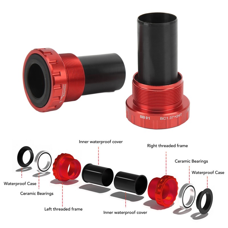 LeBycle Threaded Bike Bottom Bracket CNC Machining BB91 Mountain Bike