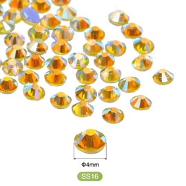 sourcing map 1440 Pcs Hotfix Rhinestones Flatback Crystal Glass Gems for Crafts Clothes DIY Decoration(SS16 4mm,Yellow)