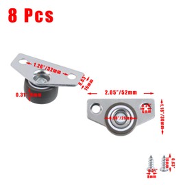 Crapyt 8 Pcs 1 Inch Small Side Mount Low Profile Fixed Casters, Little Drawer Rollers Rigid Trundle Casters Wheels for Wooden Furniture, Underbed Drawers (1", Brown)