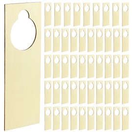 JAPCHET 50 PCS 8.6 x 3.1 x 0.1 Inches Unfinished Wooden Door Knob Hangers, Blank Wood Door Knob Signs for DIY Craft Business Home Office Hotel Meeting Session