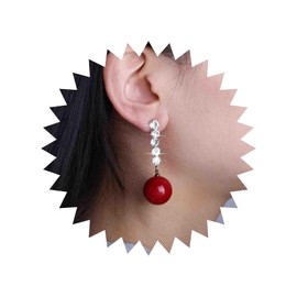 Cybche Vintage Pearl Rhinestone Earrings White Pearl Drop Earrings Sparkling CZ Dangle Earrings Long Linear Crystal Earrings Wedding Pearl Earrings Jewellery for Women, Zinc, No Gemstone