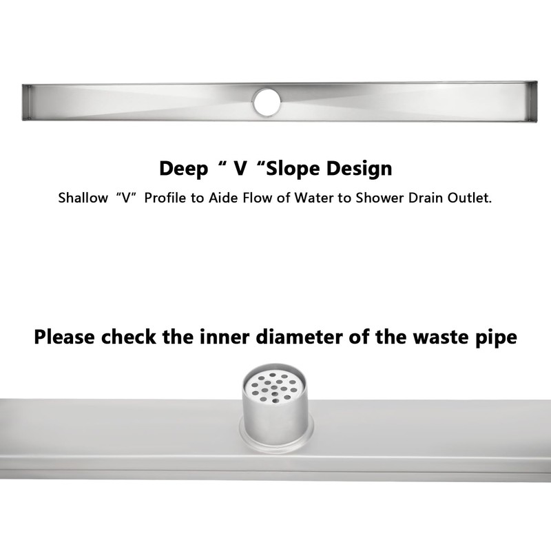 Uni-Green 24 Inch Tile Insert Linear Shower Drain with Leveling