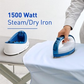 Panasonic Cordless Iron, Portable 360-Degree Freestyle Dry/Steam Iron with Precision Tips and Stainless Steel Soleplate, Anti-Calc and Anti-Drip, Power Base and Carrying/Storage - NI-QL1000A (Blue)