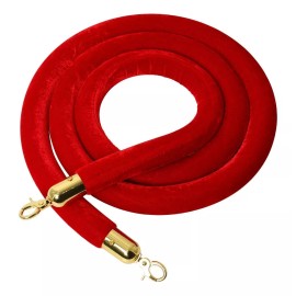 Cuerda de Terciopelo Gamuza para Postes  Control de multitudes 2 Cuerda Terciopelo Rojo Postes Dorado Vip Delimitador Filas