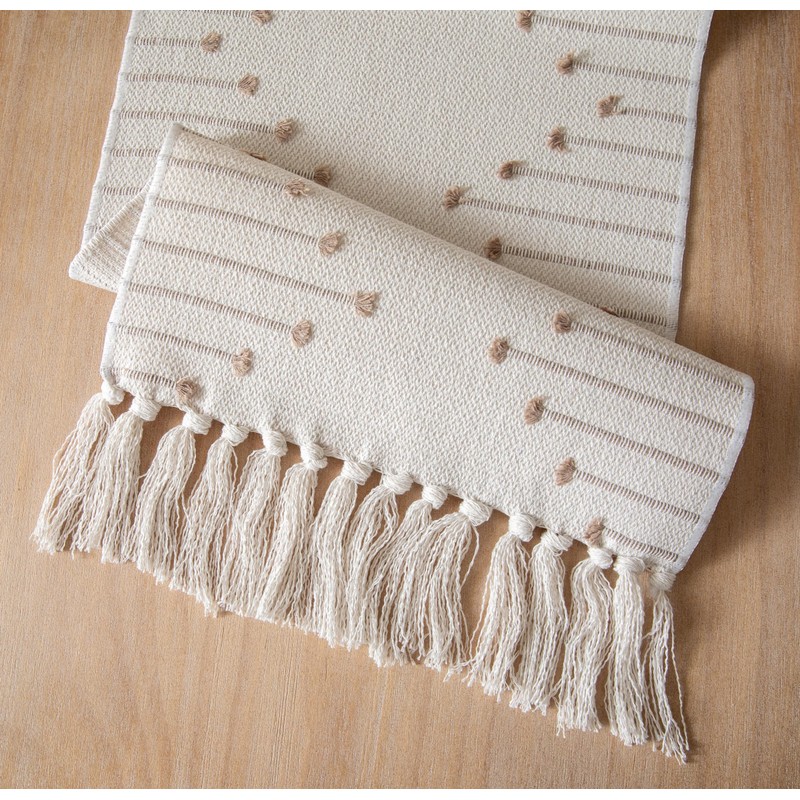 ZANZER Boho Table Runner 13 x 72.8 Inch Long Natural