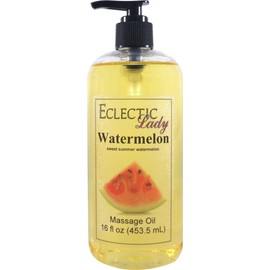 Watermelon Massage Oil, 16 oz, with Sweet Almond Oil and Jojoba Oil, Preservative Free, Perfect for Aromatherapy and Relaxation