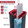 BOSHENG Hands-Free Mop and Bucket Set with 3 Washable Pads,