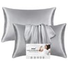 2 Pack Grey Satin Pillowcases for Hair and Skin, Softer