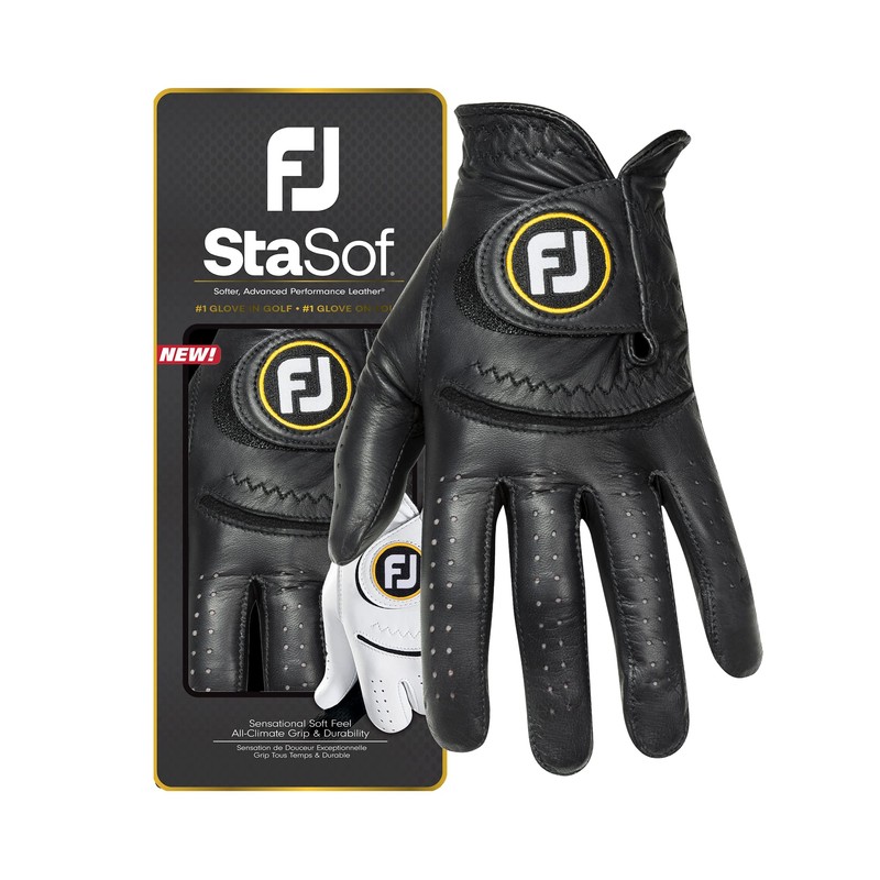 FootJoy Men's StaSof Golf Glove, Black, X-Large, Worn on Left
