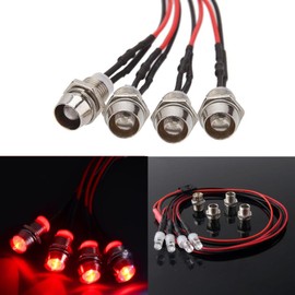4Led RC Truck Car Led Light Kit,WONFAST LED RC Car 2 White Headlights 2 Red Taillight Set Accessories for 1/10 1/12 1/8 RC Car Truck Tank Crawler for Redcat Axial Traxxas HSP Tamiya SCX10(Red)