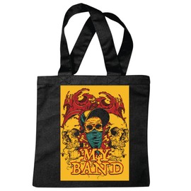 'Shoulder bag "My Band Skull Gothic Outdoor Bike Club Mc Motorcycle Chopper Custom Motorbike, Meet Club Meet Shopping Bag School Bags Gym Bag in Black