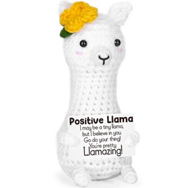 Funny Llama Christmas Stocking Stuffers Baskets Gift for Teen, White Elephant Birthday Gifts for Women Boy Girl Adult, Inspirational Positive Crochet Handmade Emotional Cheer Up for Coworker Friend