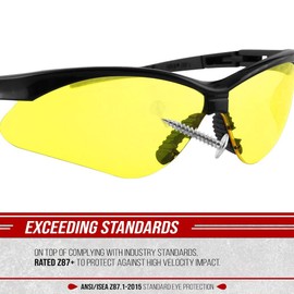 Optic Max Tactical Safety Glasses Hunting Shooting Scratch Resistant Lens, Lightweight & Flexible Frame, 1 Pair (Amber)