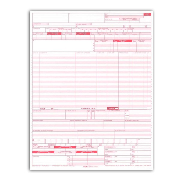 NextDayLabels - UB-04 (CMS 1450) Health Hospital Insurance Claim Form, Laser 8-1/2 x 11" 500 Per Pack