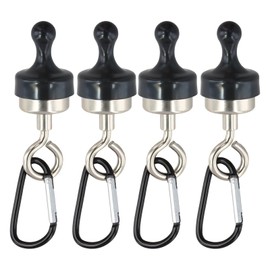Joyan 4 Pcs Magnetic Hooks, Extra Strong Magnetic Hooks Black, 15kg Camping Magnetic Hooks, Removable Magnetic Hooks, for Camping Fridges Classroom Kitchen (30mm)