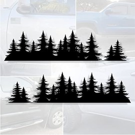 Byzee Pine Trees Decal for Tacoma Doors | Vinyl Tree Forest Sticker Set for Truck Emblems | Vehicle Body Nature Graphics for Overlanding or Camper Van | Badge Overlays Fit 2nd Gen Taco (11.75 inch)