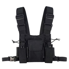 Ousawig Universal Radio Chest Harness Bag Tactical Chest Front Pack Pouch Holster Vest for Two Way Radio Walkie Talkie(Rescue Essentials) (black1)