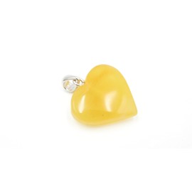 Amber Heart Pendant Yellow Colour with 925 Sterling Silver Bow Baltic Amber Pendant Necklace Amber Jewellery, Silver amber Silver, Amber