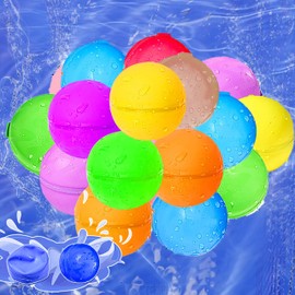 Reusable Water Balloons, Silicone Water Splash Ball with, Quick Self-Sealing Water Bomb for Kids Adults Outdoor Activities Water Games Toy Outside Summer Fun Party Supplies (26Pack)