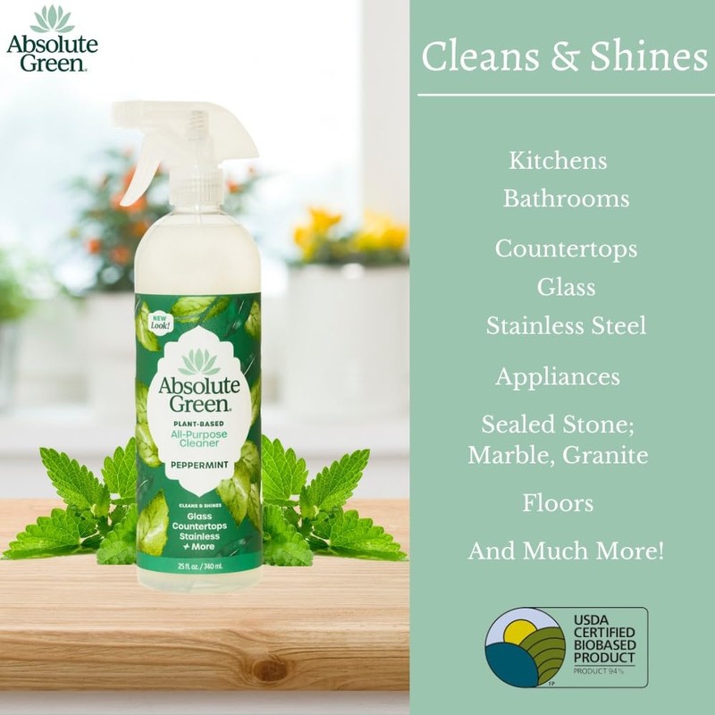 Absolute Green All Purpose Cleaner Spray, Non-Toxic, Kitchen, Bath, Countertop,