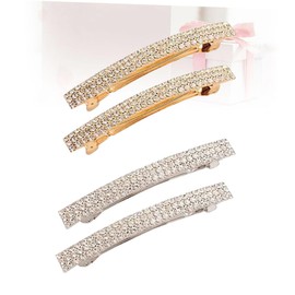 Generic 4pcs Crystal Hair Clips for Women and Elegant Golden Silver Hair Barrettes Durable and Chic Design for Any Occasion