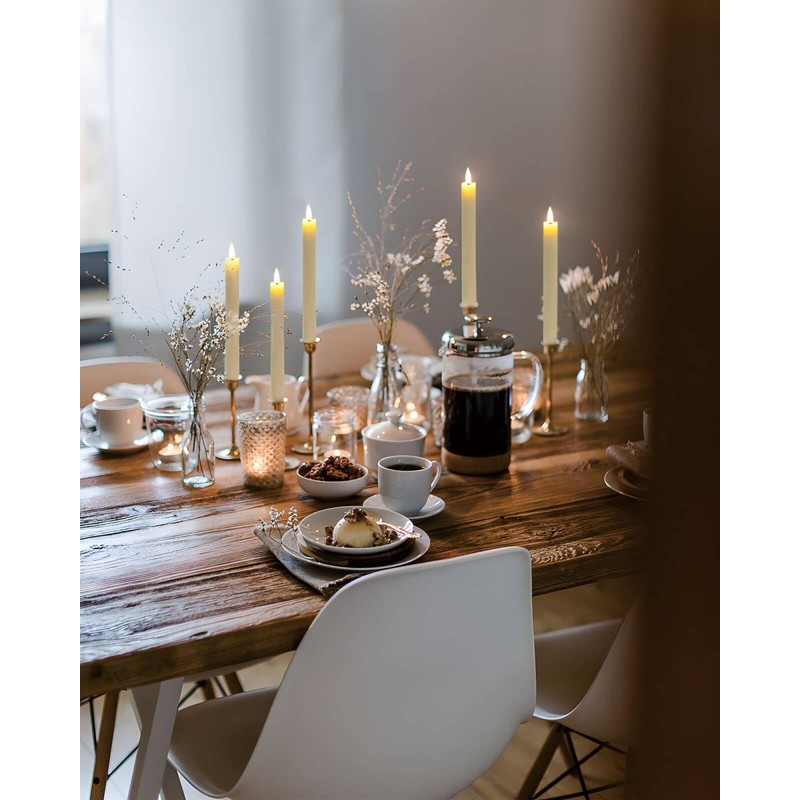 Homemory Real Waxy Flameless Taper Candles with Remote Timer, LED