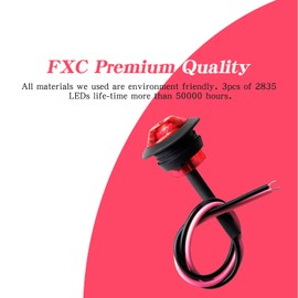 FXC 10 x 3/4" Strobe Side Marker Lights LED Red Lens Upgraded Indicators with 2 Patterns (Strobe + Stay On) for Truck Car Bus Trailer Van Caravan Boat, Taillight Brake Stop Lamp (12V,Red)