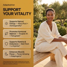 Clean Nutra Organic Maca Root Liquid Drops with Ashwagandha, Fenugreek, Beet Root and L-Arginine Liquid Multivitamin for Women and Men - Adapto Drive