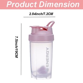 KHAOP KHAOP Protein Shaker Bottle with Mixball - 500ml Gym Cup BPA and DEHP Free Leakproof for Pre Workout Mixer for Protein Powder Shakes & Supplement Shaker Bottle (Pink)