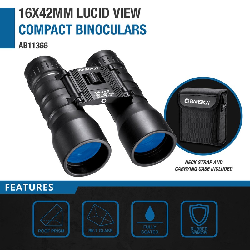 BARSKA 16x42mm Lucid View Compact Binoculars