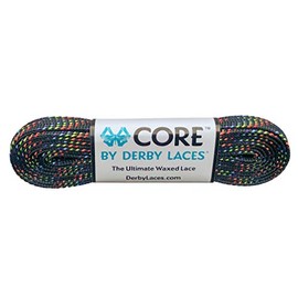 Derby Laces CORE Narrow 6mm Waxed Lace for Figure Skates, Roller Skates, Boots, and Regular Shoes (Rainbow, 72 Inch / 183 cm)