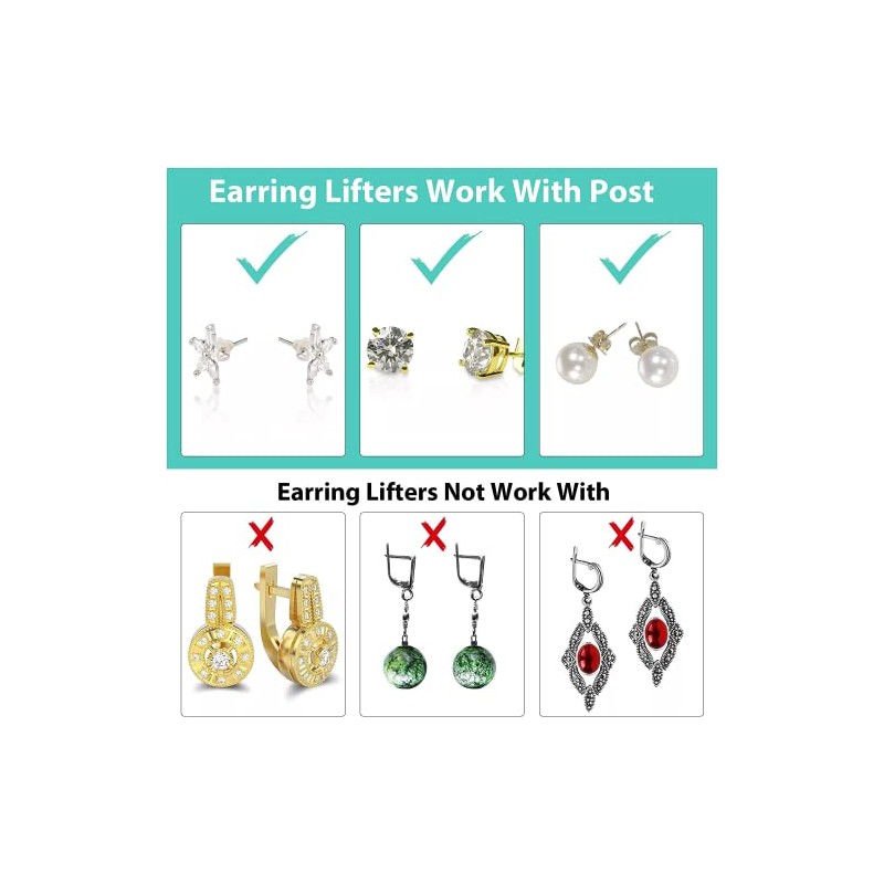 Dorkis 4 Pares de Levantadores de Oídos Ajustables, Earring Backs,